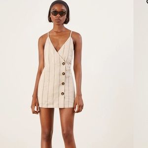 Striped Reformation Cayman Mini Dress in Oatmeal